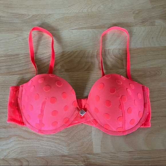 Anthropologie By Eloise Neon Pink Coral Mesh Swiss Dot Converible Strap Bra 34C - Picture 16 of 16